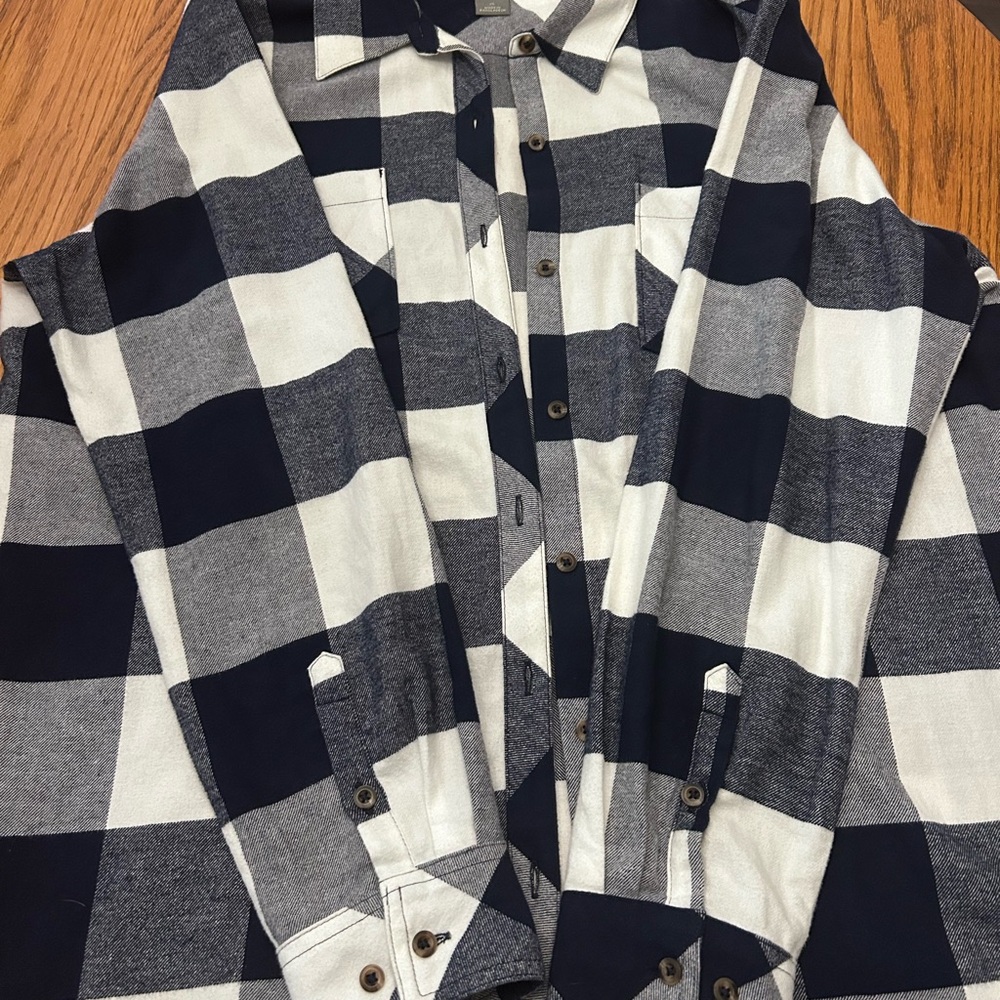 Natural Reflections Navy and White Plaid Shirt